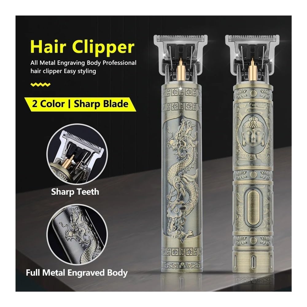 Rasoirs T9 Original Coiffeur Set Tondeuse Rasoir Électrique Homme Lence Professionnel Rasoir Coupe de Cheveux (Bouddha Doré)