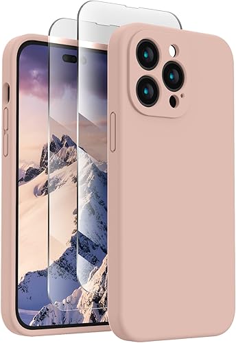 FireNova Funda diseñada para iPhone 14 Pro, funda de silicona mejorada protección de cámara con 2 protectores de pantalla, forro interior de FireNova Funda diseñada para iPhone 14 Pro, funda de silicona mejorada protección de cámara con 2 protectores de pantalla, forro interior de