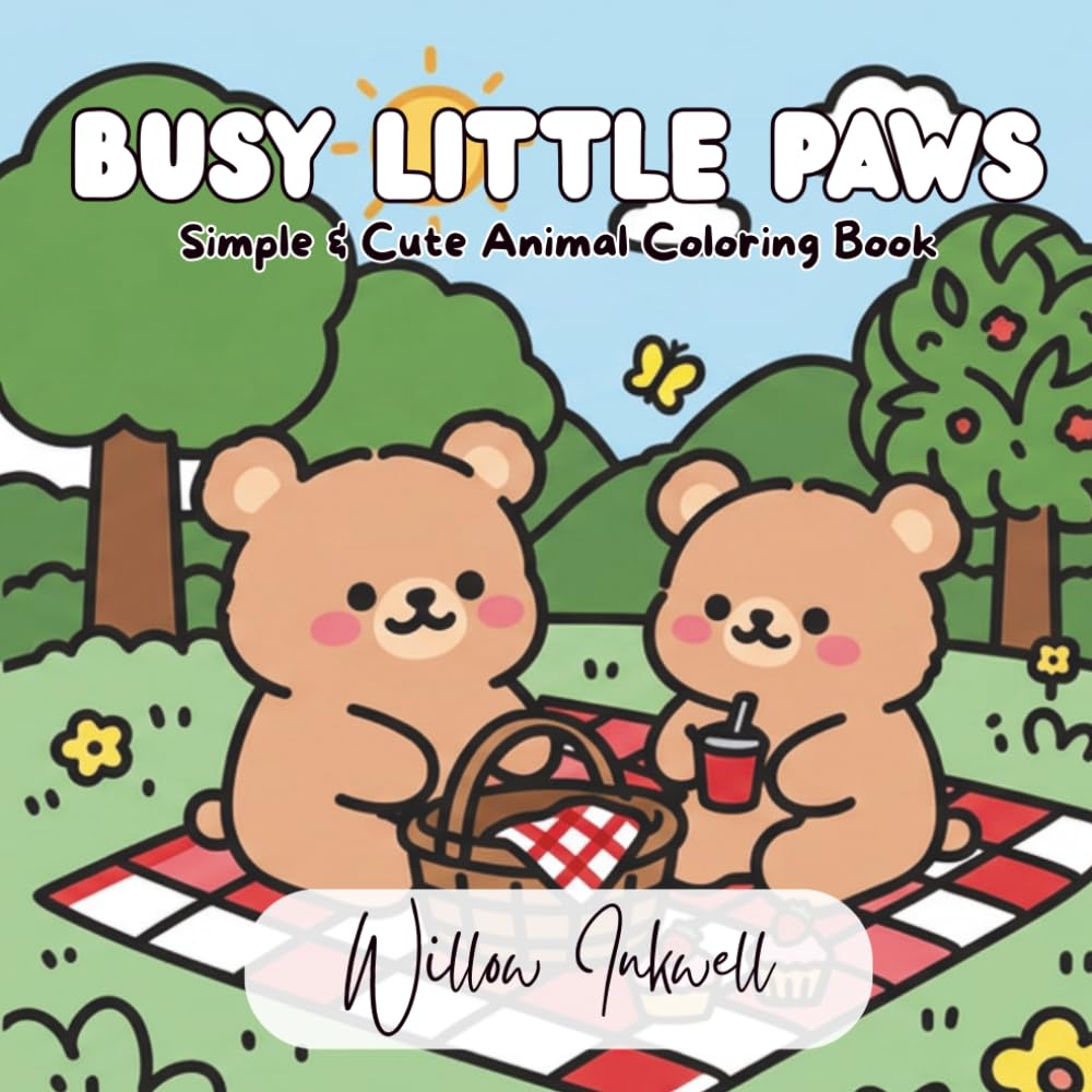 Busy Little Paws: Simple & Cute Animal Coloring Book