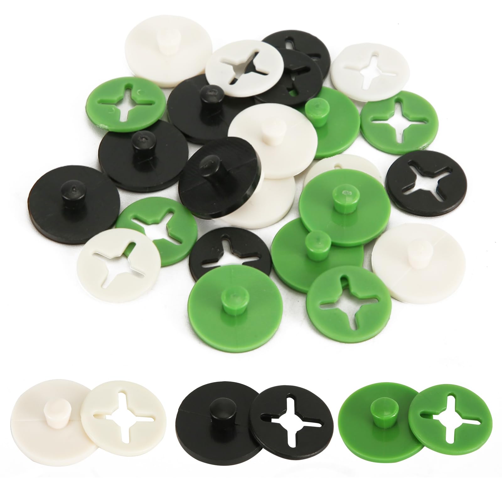 12pcs Running Clips, Safety Number Fixing Pins Pinless Fastener Buckle for Runners Field Cycling Marathon Accessories (Black, White, Green)