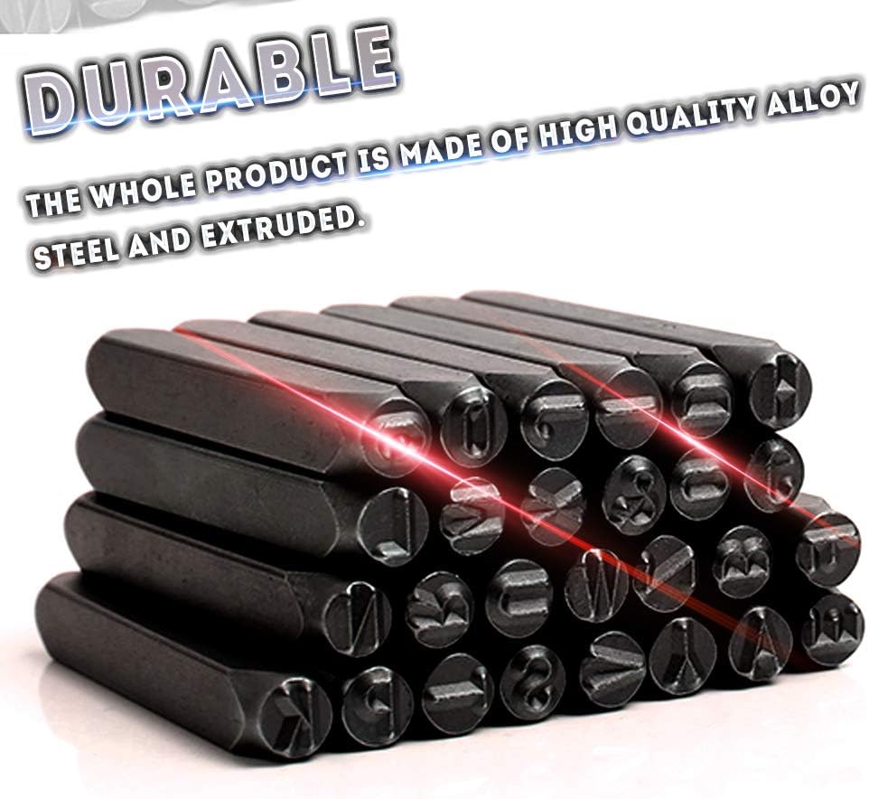 Oudtinx Number and Letter Stamp Set (36 Piece Punch Set/A-Z & 0-9) Hardened Steel for Metal Wood, Leather- 1/4" (6mm)