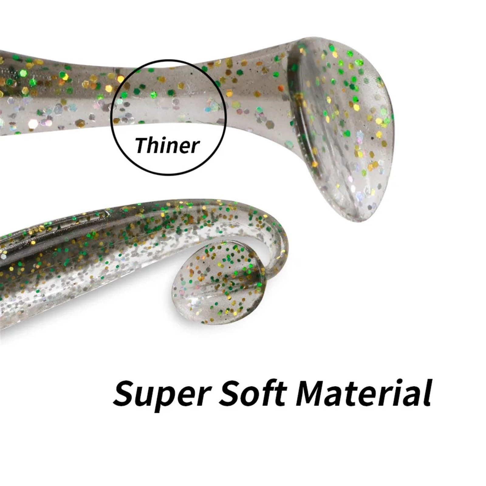 30 pz 5 cm 1g Esche da pesca in plastica morbida Paddle-Coda Silicone Esche artificiali Pesca Wobbler Luccio Pesce persico Trota Bass Lure
