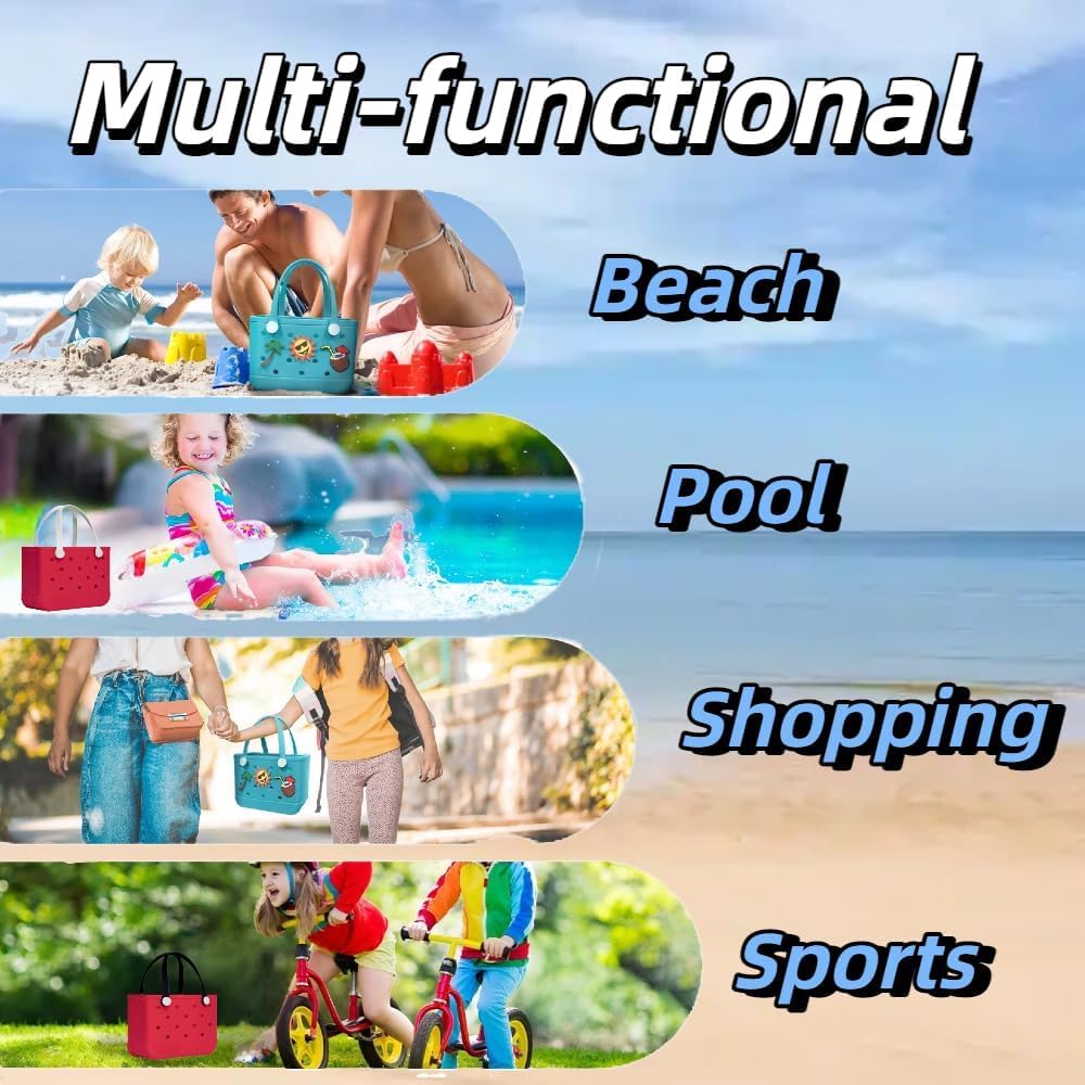 Small Rubber Beach Tote Bag – 11 * 4.5 * 7.8 inch –Waterproof Washable Open Tote Bags for Sports Beach Market Pool - Image 7
