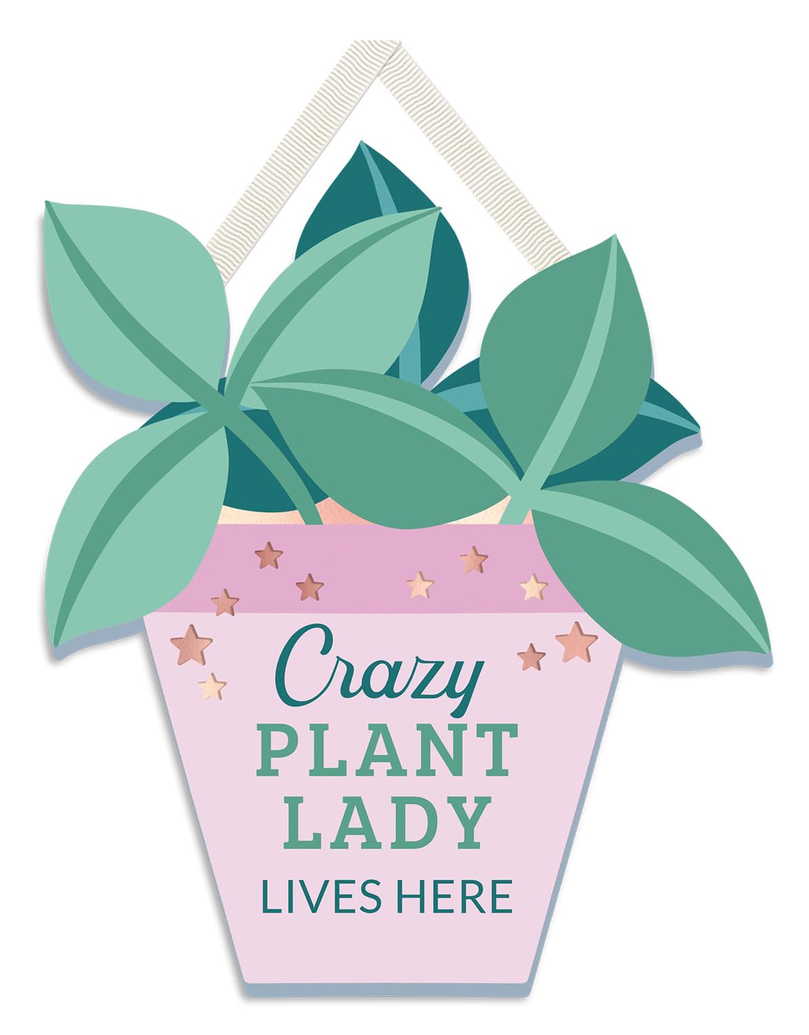 Wpl Gifts Green Hanging Sign Crazy Plant Lady Lives Here Wooden Flower Funny Plaque