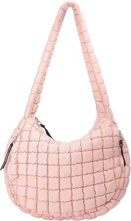 Puffy Tote Bag da donna, leggera borsa a tracolla trapuntata, borsa a tracolla alla moda per l'inverno, Marrone