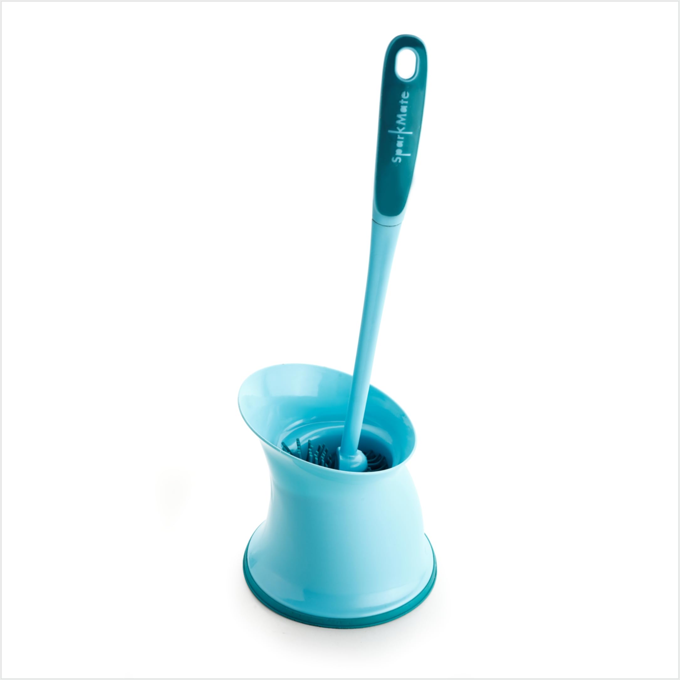 Sparkmate By Crystal Twin Side Silicone Toilet Brush with Holder | TPR Bristles | Atibacterial Brush |Aqua Green | Xtralife 1