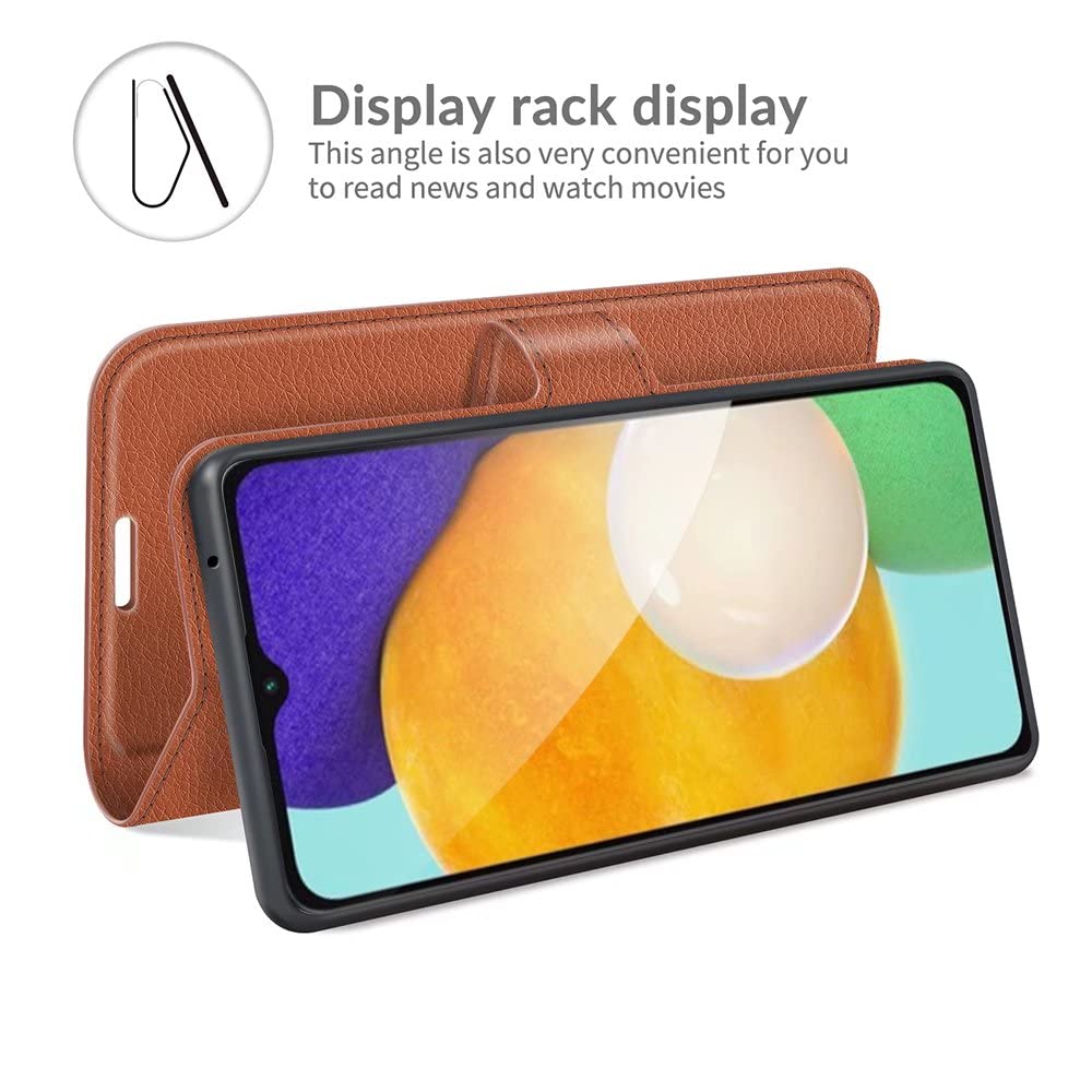Custodia Pelle Nokia C12 Arancione: Protezione Litschi a Portafoglio
