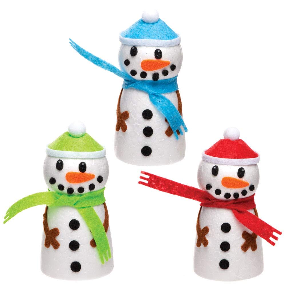 Kit De Création Bonhomme De Neige - Lot De 4 - En Polystyrène Et Feutrine - Hauteur 13,5 Cm - Activité Manuelle Noël Pour Enfants