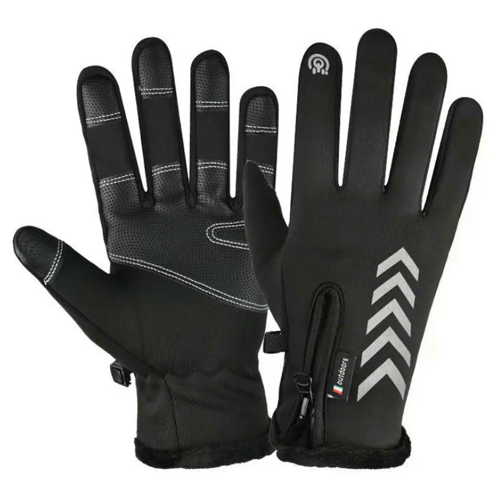 Guanti Invernali per Uomo Donna Touchscreen Caldi Ciclismo All'aperto Guida da Moto Freddi Antivento Antiscivolo-Grigio-m