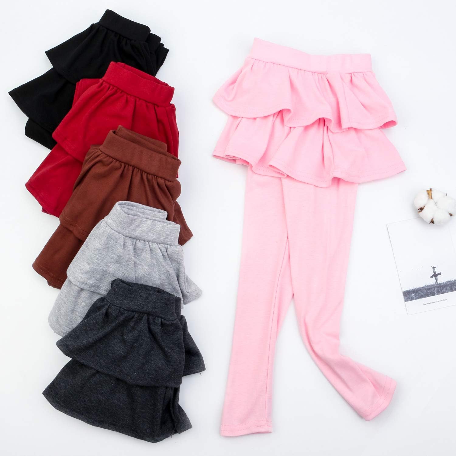 BOOPH Little Girls Leggings with Ruffle Tutu Skirts Kids Footless Tights Uniform Pants - Image 6
