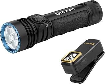 OLIGHT Oclip Pro S LED Light, Clip Light, Running, Black & Seeker 4 Pro Flashlight, Super Bright, Long Range Black