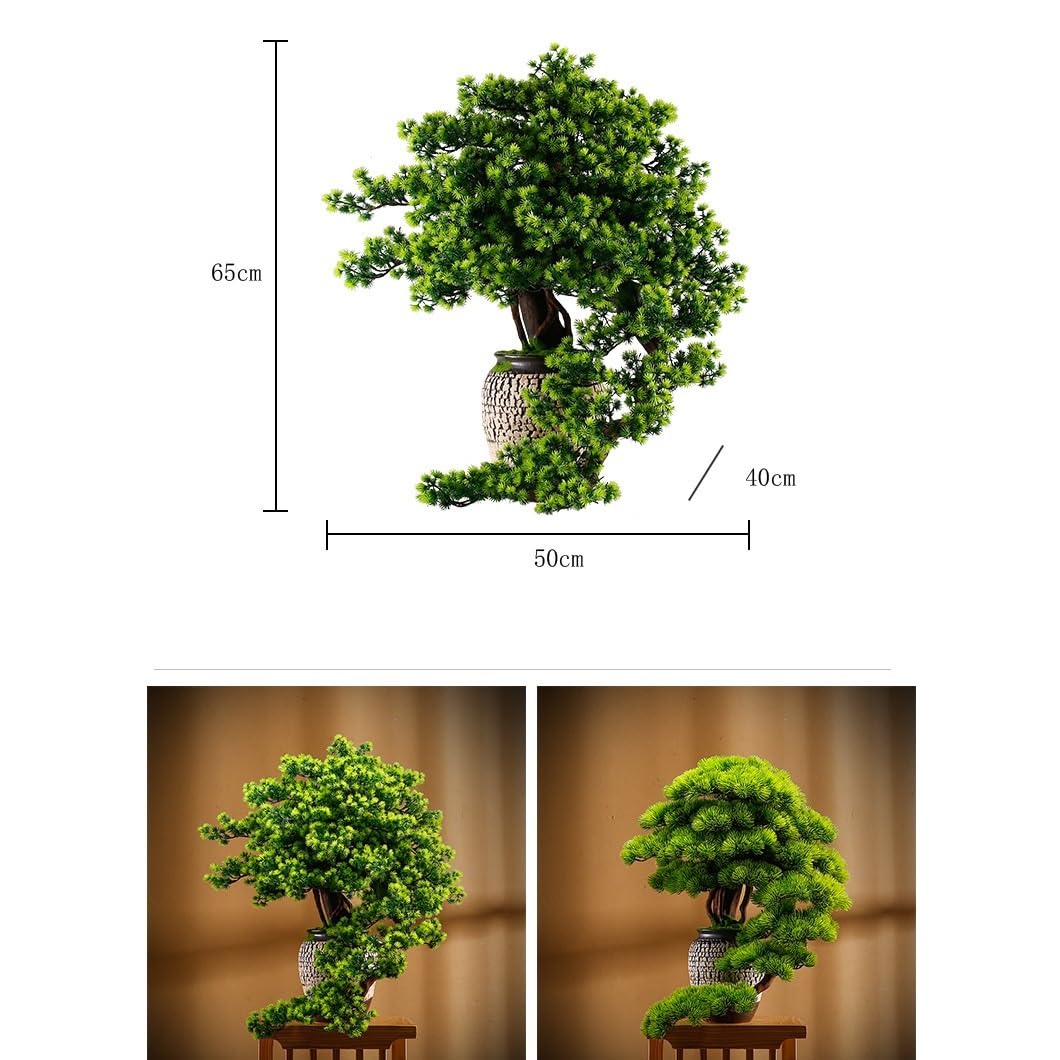 Małe sztuczne drzewo bonsai w stylu chińskim, symulacja przytulnej sosny, przykuwająca szczęście roślina bonsai, ozdoby Zen, dekoracje doniczkowe dla (B)