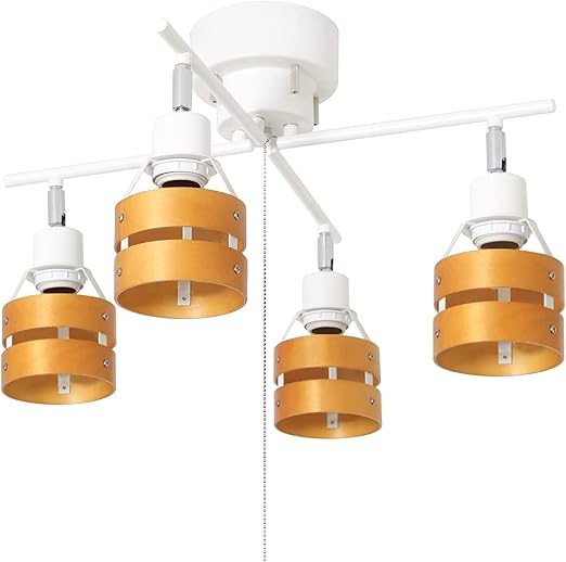 Amazon Co Jp 共同照明 4灯 シーリングライト シーリングスポットライト E26 天井照明 ナチュラル Gt Dj X 2w 間接照明 プルスイッチ 照明 シーリング 北欧 リビング ダイニング 照明 ウッドリング モダン おしゃれ 天然木 室内照明 電球別売り ホーム キッチン