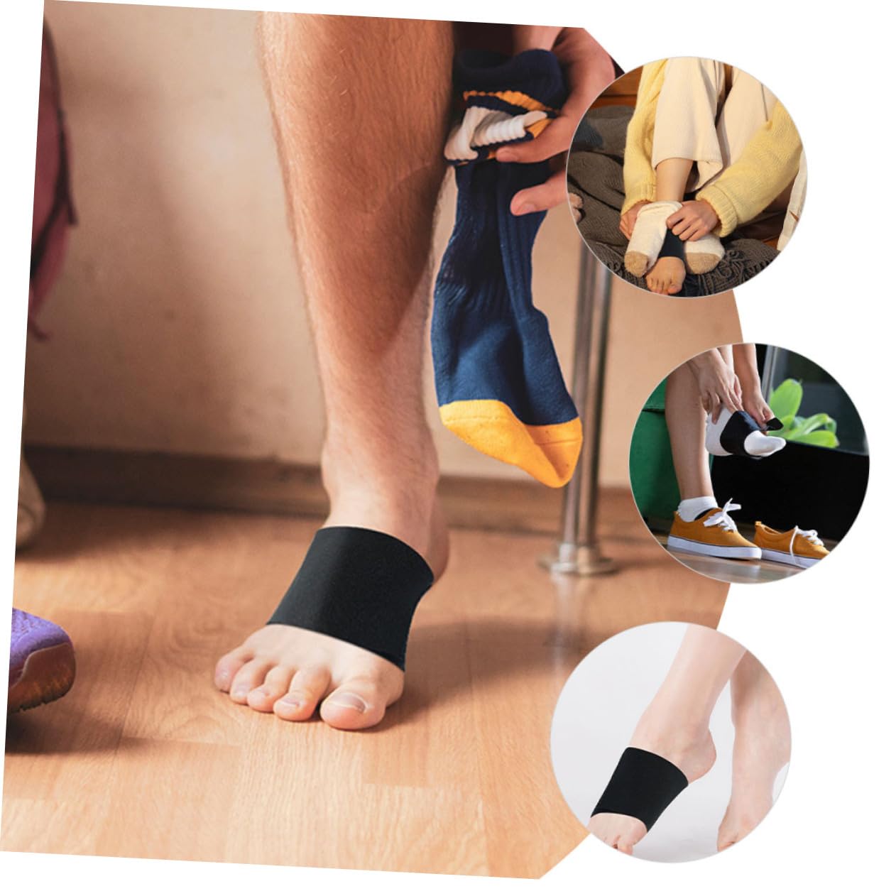 Ipetboom Flatfoot Correcting Bands Foot Arch Band Set Foot Care Strap Arch Support for Plantar Heel Spur Strains and Sprains Relief