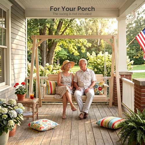 Image of VINGLI 6.2FT Wooden Porch Swing Frame for 4FT Swing, Natural