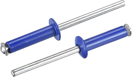 Miniatura 6 de uxcell Remaches ciegos de aluminio, 0.157 in x 0.787 in (532 x 2532 pulgadas), remache de extremo abierto, cabeza redonda plana para unir cuero con