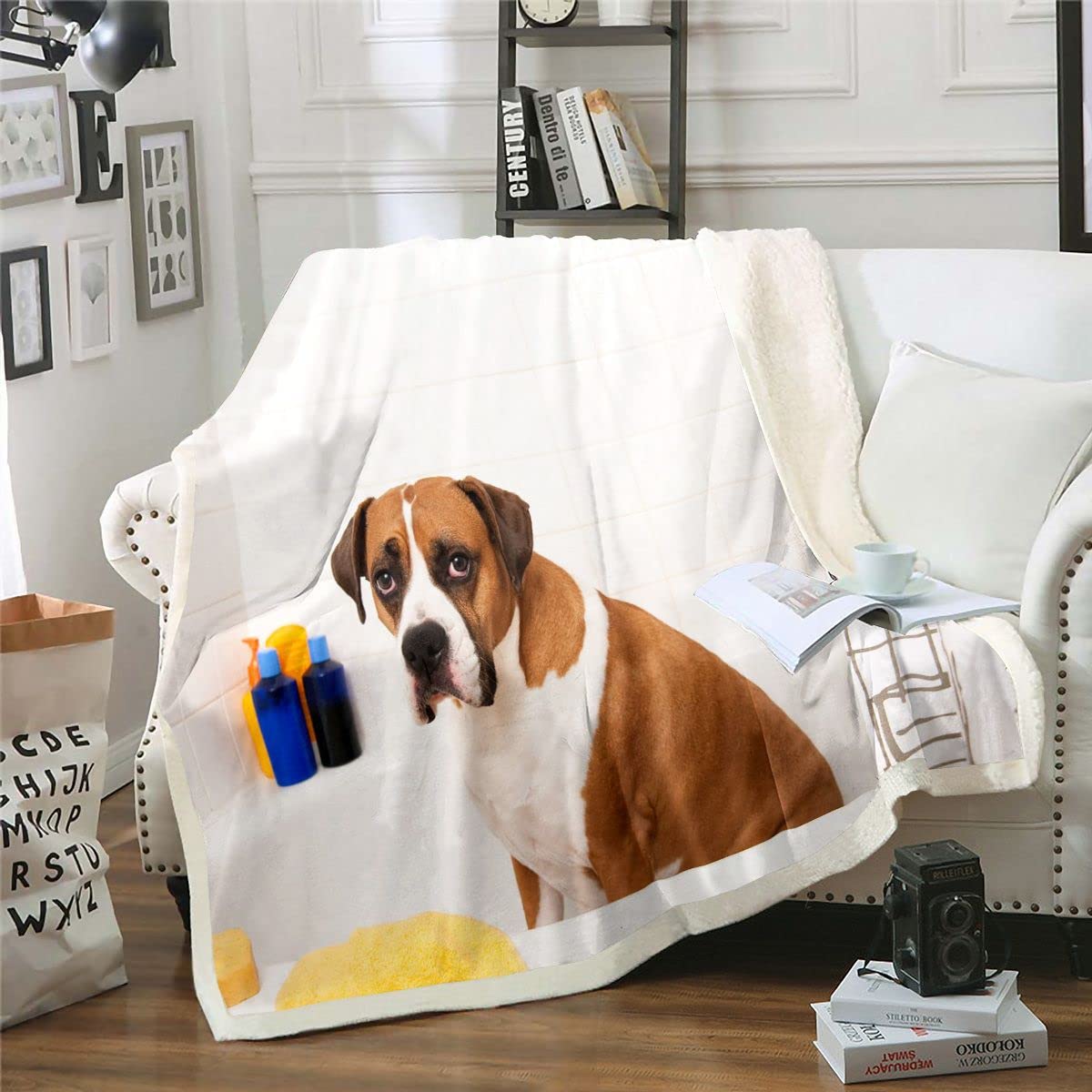 Manta de forro polar para perro, linda manta Sherpa para niños, niñas, adultos, mascotas, perro, manta de felpa para sofá cama, tamaño Queen, 90 x 90 pulgadas
