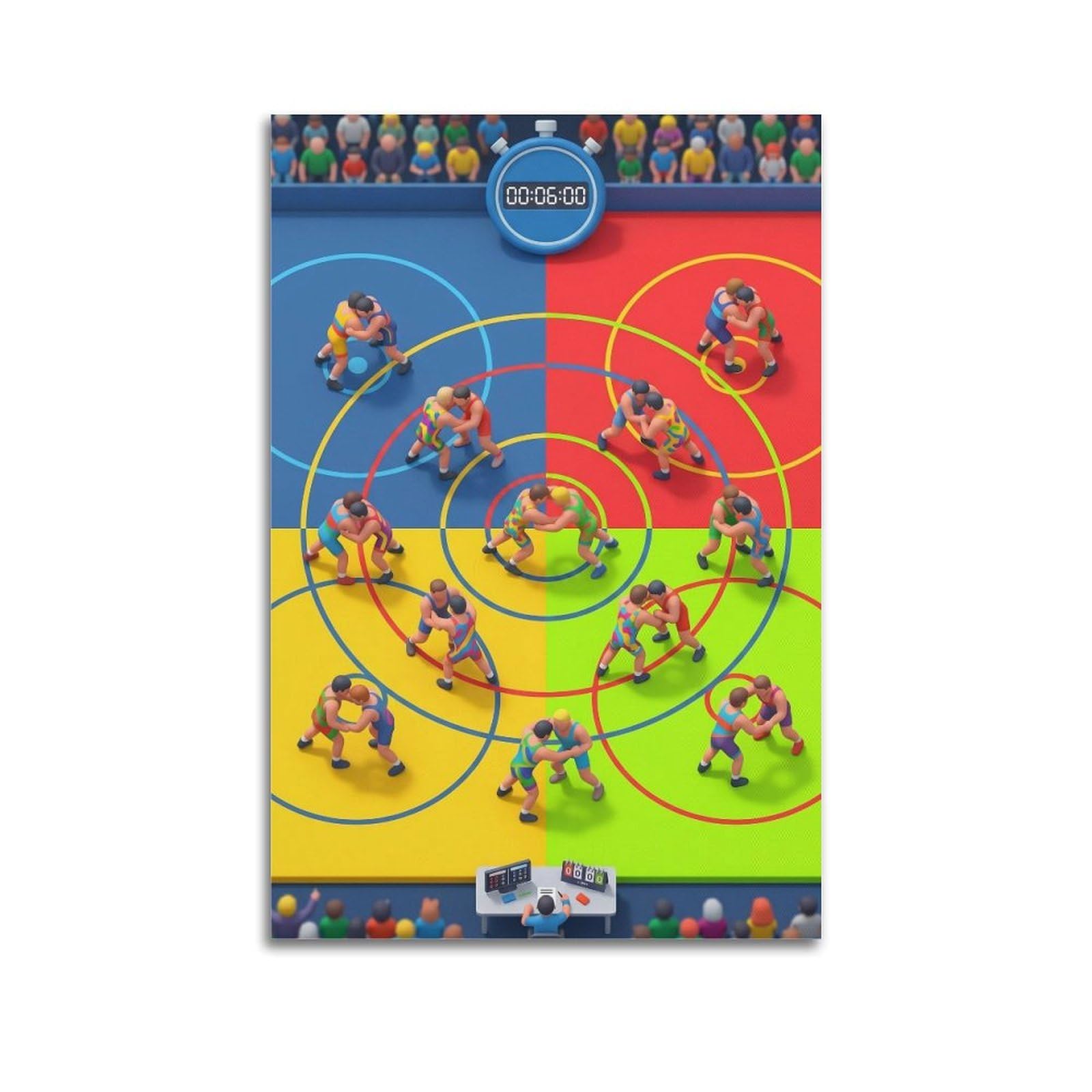 OLYHTR Wrestling Match Poster Modern Decorative Canvas Prints - Ideal Wall Art for Family, Man Cave, Game Room, Boys & Girls Bedroom 24x36inch(60x90cm)