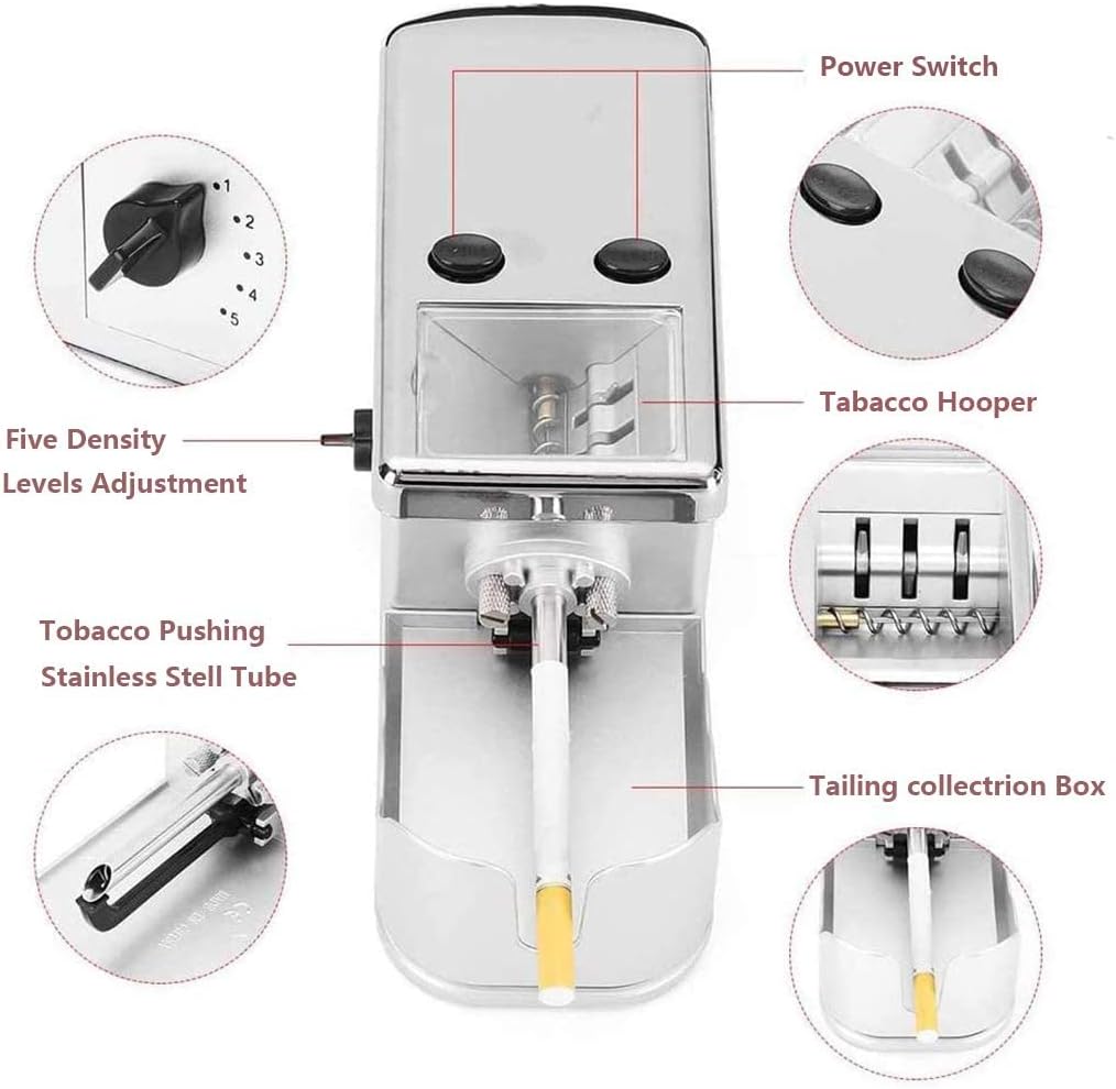 Electric Cigarette Roller - Automatic Tobacco Syringe Tool for Men, for Boyfriends and Fathers (8/6.5cm Dual use)