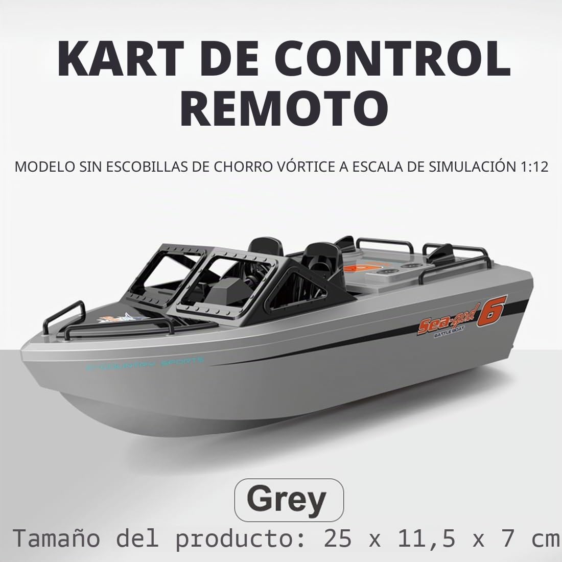 Mini barco RC para adultos, escala 1:12, 10 km/h, control remoto eléctrico, motor sin escobillas, lancha rápida de kart, lancha compacta e impermeable, para piscina y juego acuático en