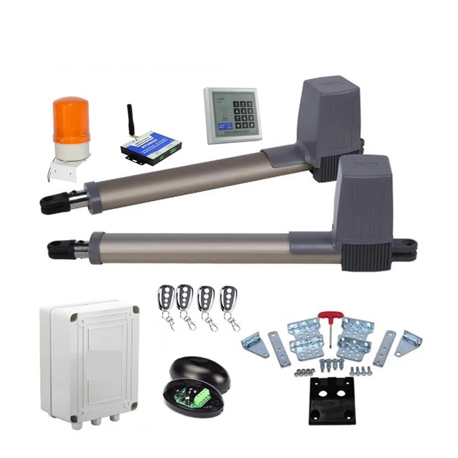 Sliding Gate Opener, 4 Remote Controls Swing Gate Opener Electrical Gate Motors For Swing Gate Linear Actuator With Optional Parts(Kit 4)