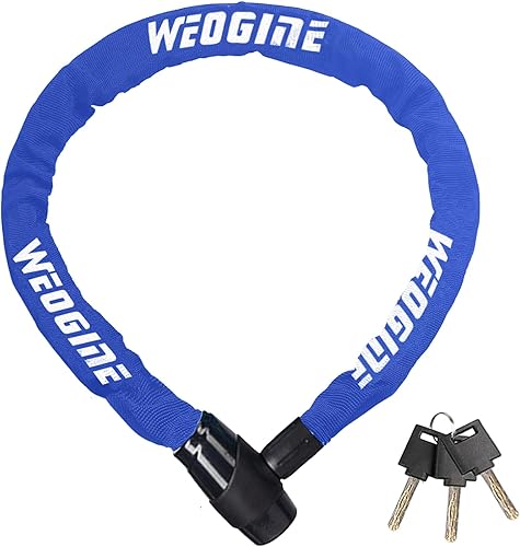 Miniatura 12 de Candado de cadena para bicicleta, candado de cadena de bicicleta antirrobo resistente, candados de seguridad de bicicleta de 2.72 pies con 3 llaves