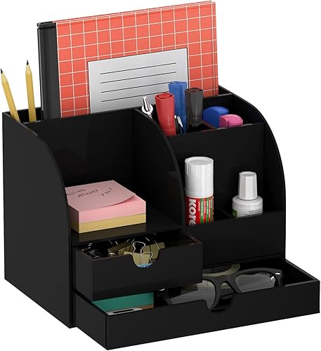 FEMELI Organizador de escritorio acrílico con 2 cajones, bonito almacenamiento de escritorio transparente para el hogar, la escuela, la oficina, disponible en Yaxa Colombia