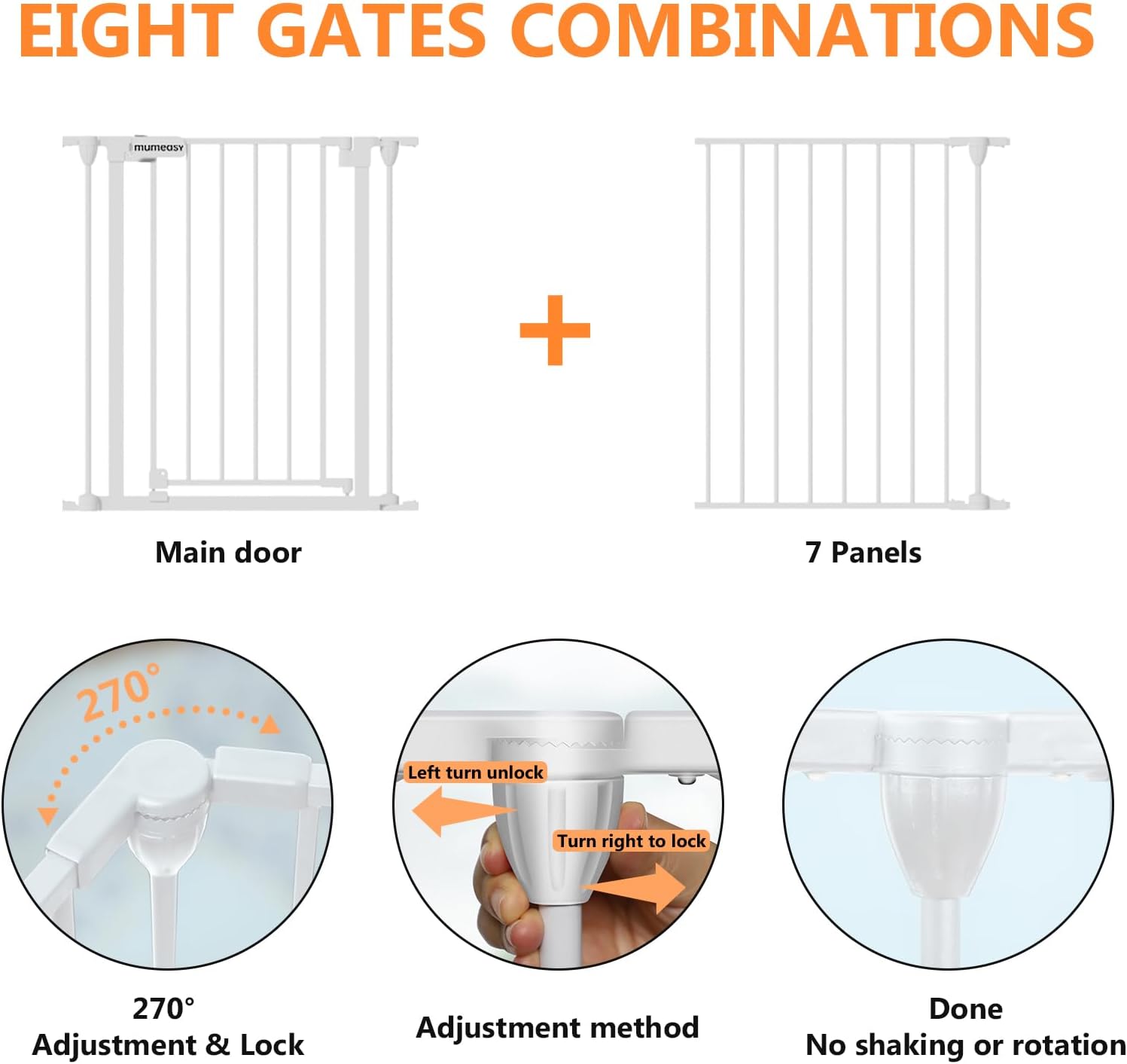 199" Extra Wide Baby Gate, Play Yard Child Safety Gate, Dog Gates with Auto-Close Door, Double Locking System for The House Doorways, Fireplace, Kitchen, 8-Panels, 30" Tall