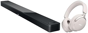 Bose Smart Soundbar Ultra Black, Bundle QuietComfort Ultra Wireless Noise Cancelling Over Ear Headphones, White