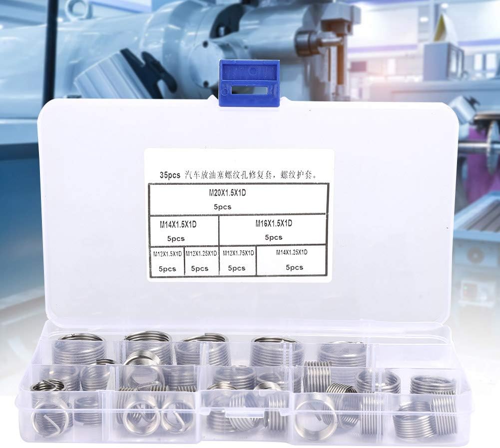 35PCS CAR Drain Plug Thread Repair Insert KIT Thread TAP Insertion Tool Set HIGH Strength Stainless Steel for AUTO Parts Injection Machine Template Repair