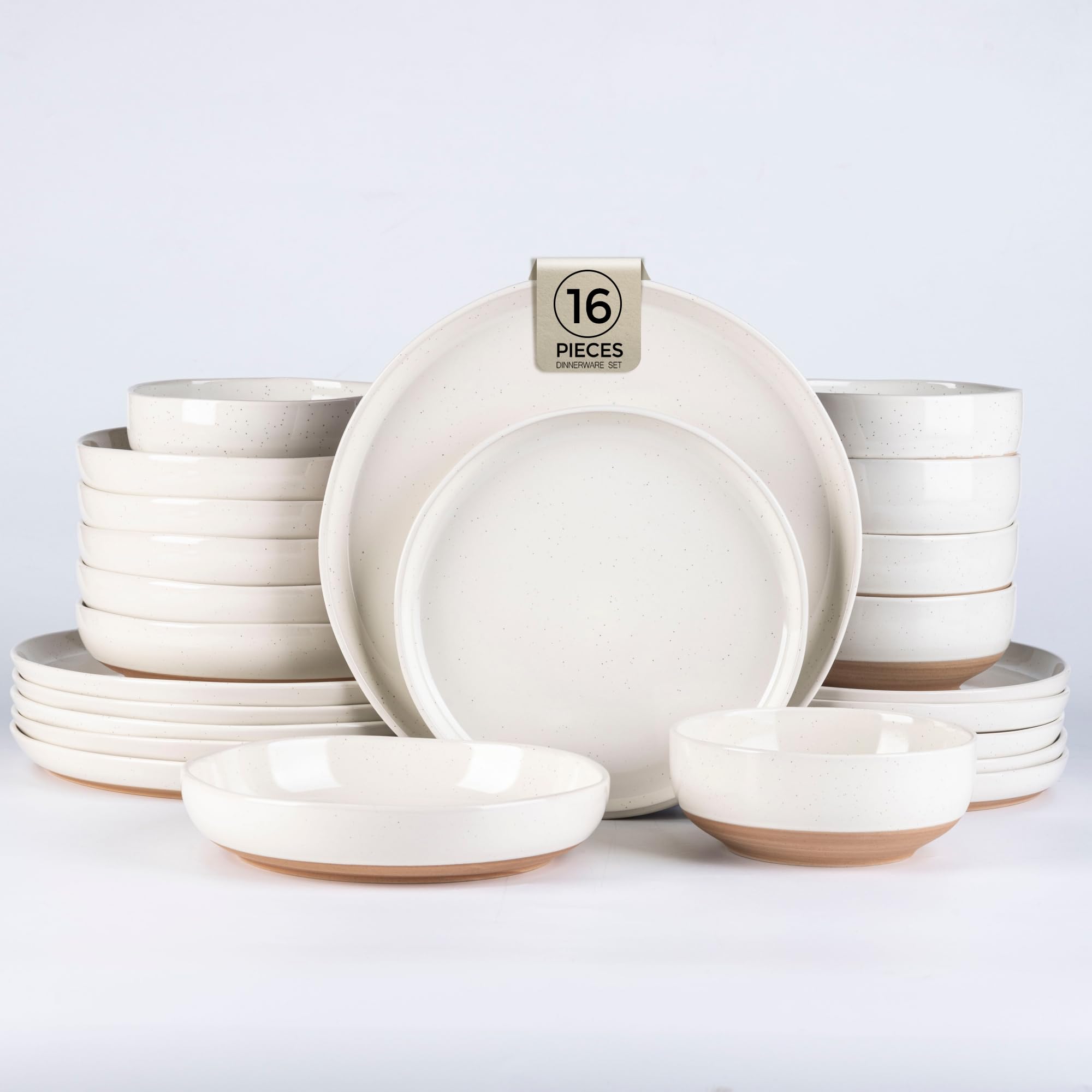 AmorArc Dinnerware Sets for 4, 16 Pieces Ceramic Plates and Bowls Set