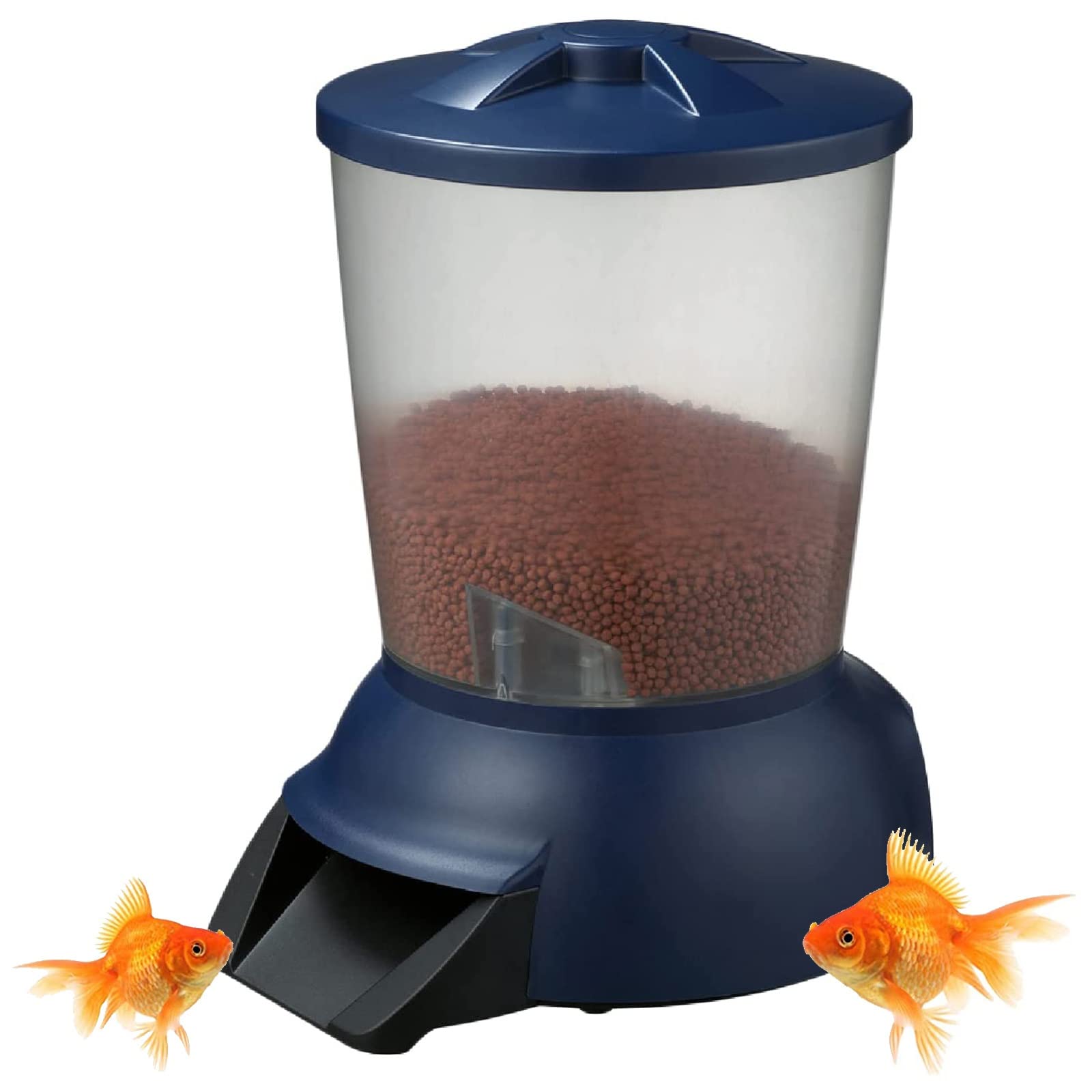 Distributeur Automatique de Grande capacité de Nourriture pour Poissons dans Les bassins de Jardin, avec écran LCD & 6 Fois Le réglage du Temps d'alimentation (5L)