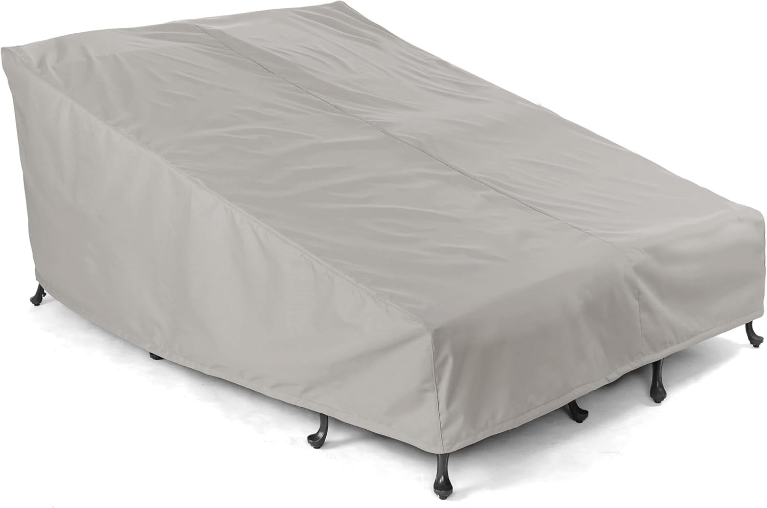 Covermates Ultima Double Chaise Lounge Cover – Heavy-Duty All-Weather 600D Polyester Outdoor Furniture Protection with Mesh Vents, Drawcord Hem, Buckle Straps, 58W x 78D x 34H, Ripstop Grey