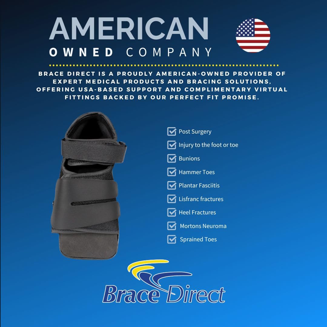 Brace Direct Zapato de lujo Post Op – Zapato médico ajustable con punta cuadrada para soporte postquirúrgico u operación, pie/dedo del pie roto, fractura por estrés, juanetes, dedo en martillo para