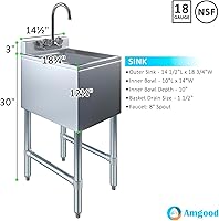 Vista 3 de Stainless Steel Single One Compartment Under Bar Sink with Faucet