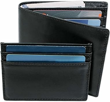 STAY FINE Leather Mens RFID Bifold Wallet with Removable Slim Front Pocket Card Holder, Black