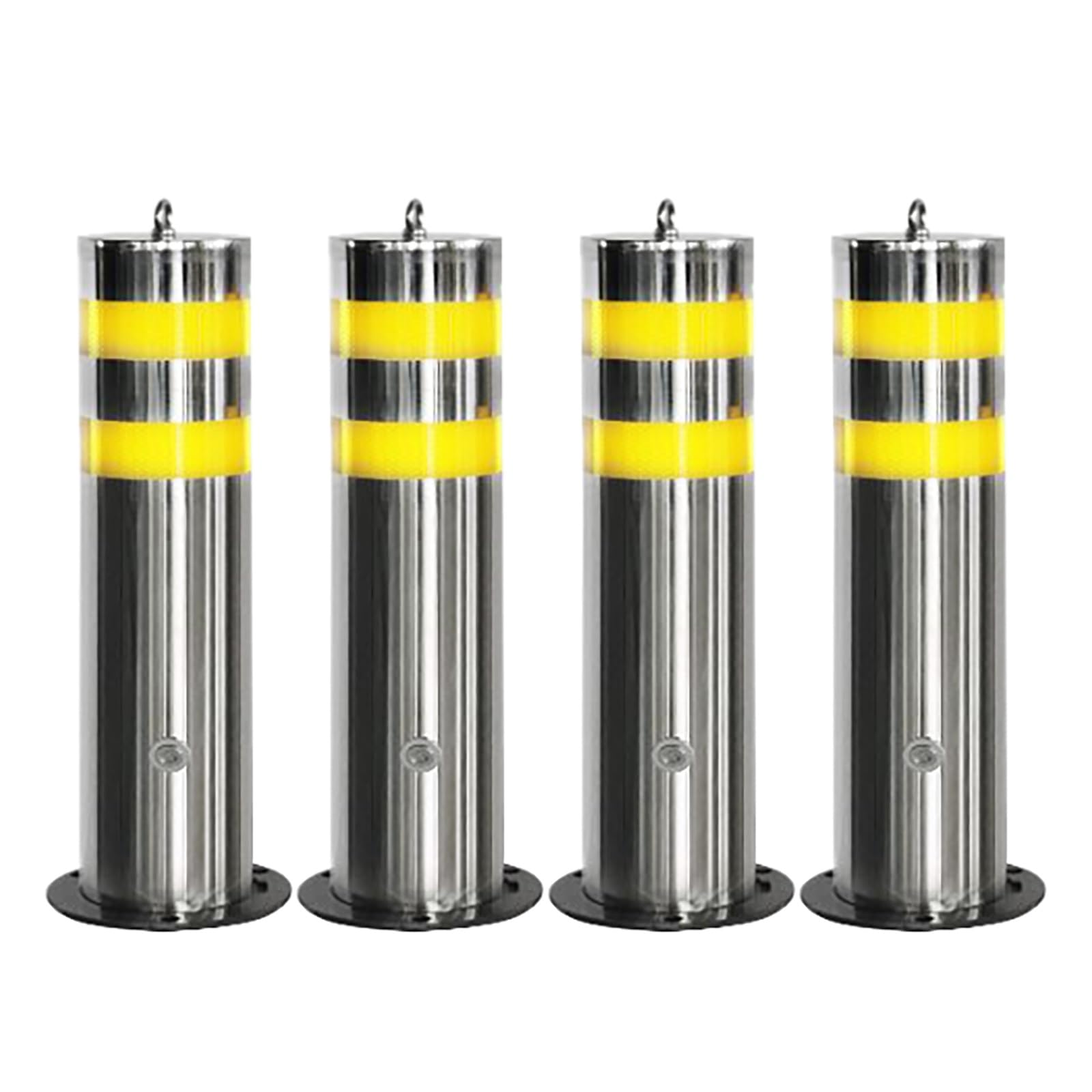 Borne de sécurité amovible en acier jaune avec bandes réfléchissantes - Lot de 4