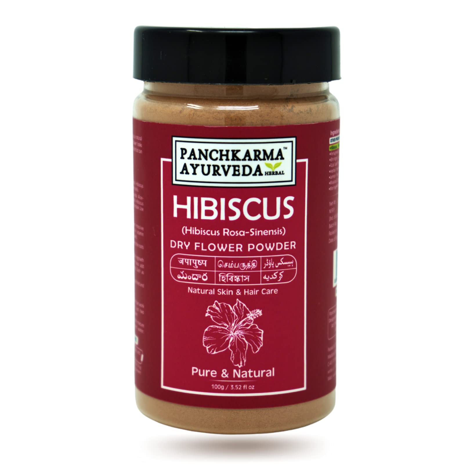 Panchkarma Ayurveda Herbal & Natural Hibiscus Flower Powder (Hibiscus Rosa- Sinensis) For Fairness Sun-Tan Acne-Spot Face Pack & Hair Shine Hair-Fall Hair Pack (100g)-image-8