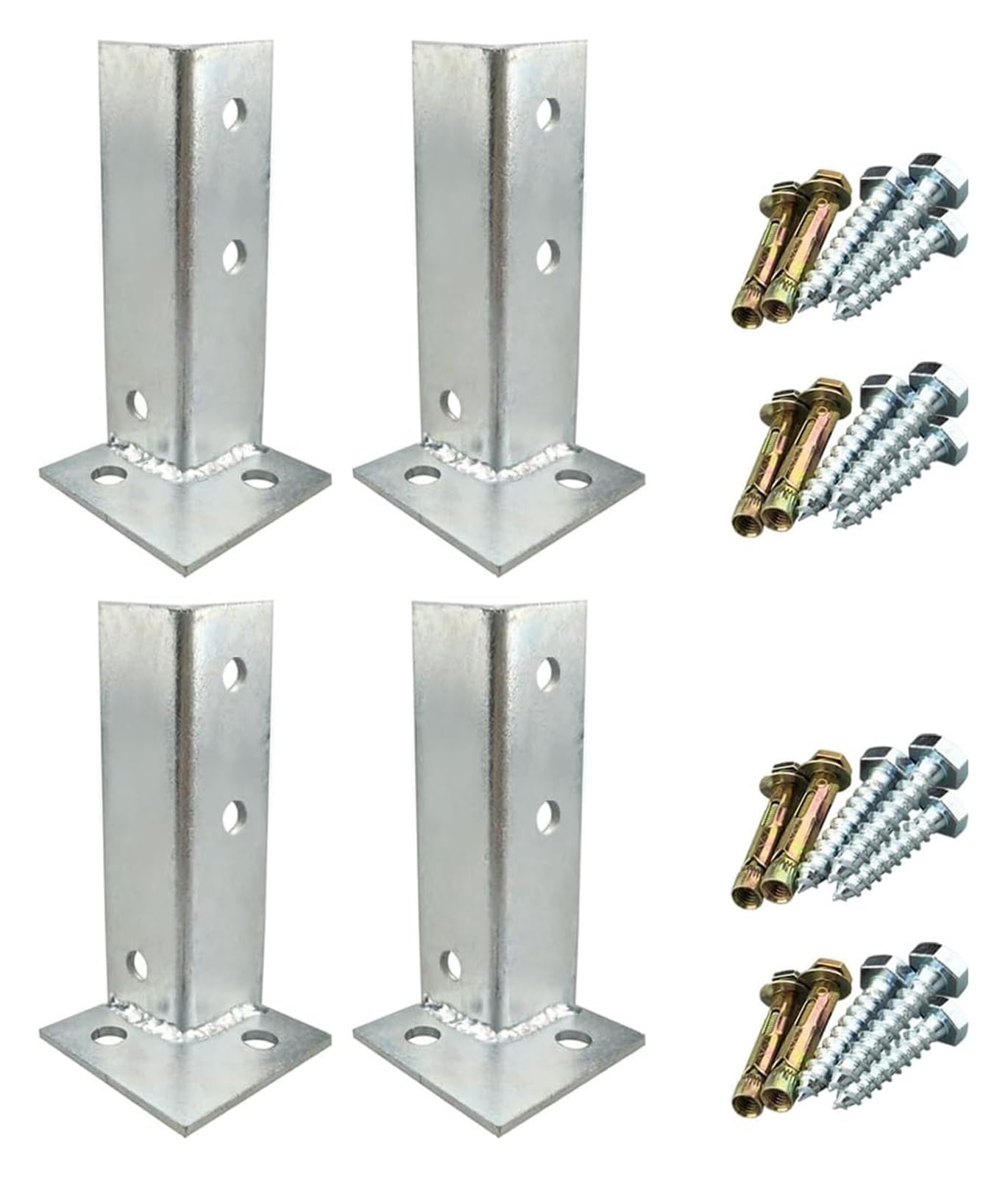CXGfdghD fence posts， Adjustable Post Base Heavy Duty Wood Fence Pergola Brackets Reversible Half Column Deck Anchor Fit(4pcs,Height 200mm)