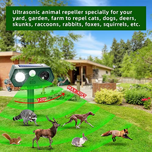 Jahy2Tech 2 Pack Solar Animal Repellent Ultrasonic Animal Deterrent Outdoor With Motion Sensor & Flash Light For Deer Squirrel Cat Skunk Rabbit Dog Raccoon, Waterproof Cat Repellent Dog Repellent For Yard Lawn thumb #1