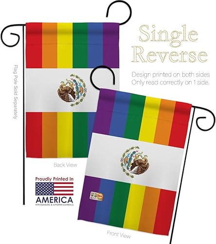Miniatura 3 de Pride México - Bandera de jardín con texto "Rainbow Love LGBT" Gay Bisexual Pansexual Transgénero pequeño regalo decorativo para casa de patio hecho