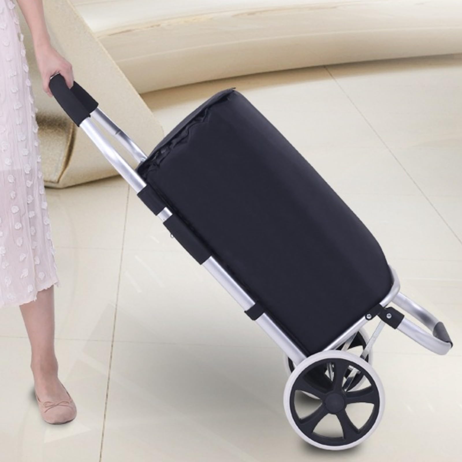 Carrito Plegable Portátil Carrito Plegable con Bolsa Robusto para Tiendas, Rojo