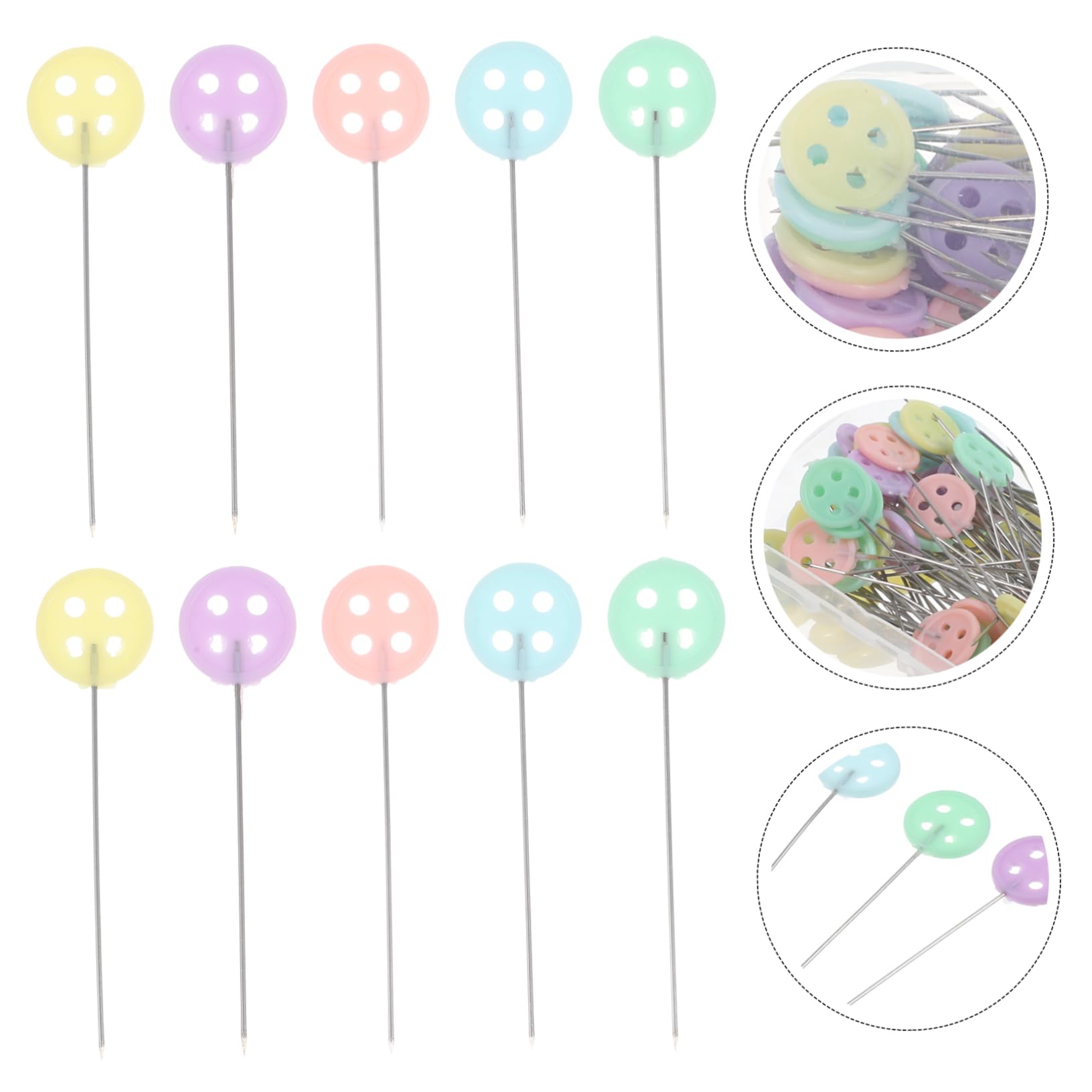 DOITOOL Button Pin Set 100pcs Sewing Head Pin Straight Needle Sewing Tools for Quilting