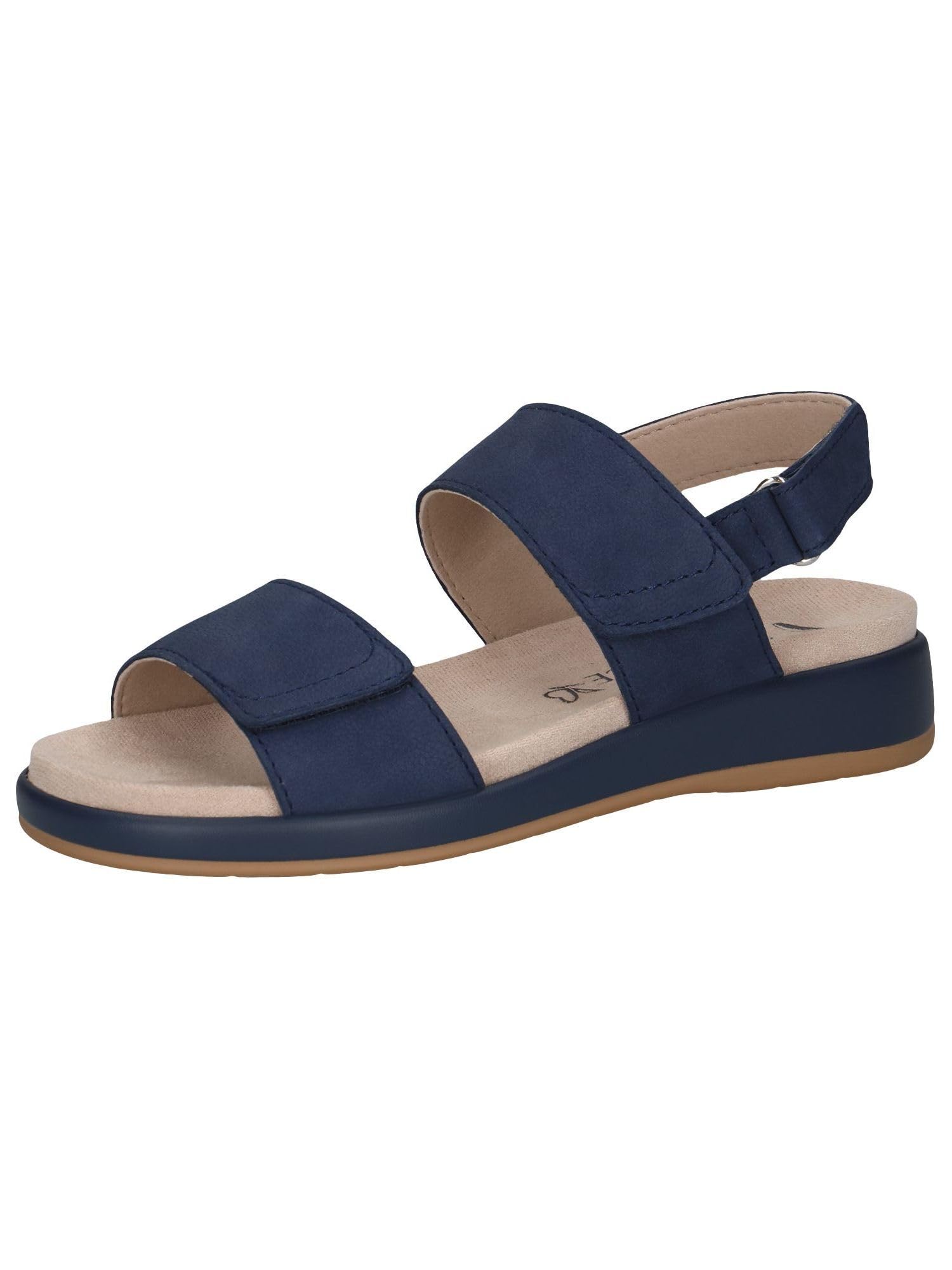CAPRICE Women Sandals flat Leather with Hook-and-Loop Closure, Blue (Ocean Nubuc), 6.5 UK