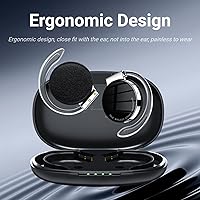 Vista 8 de Jectse Auriculares con clip, auriculares Bluetooth tipo clip con estuche de carga y cable, auriculares portátiles con clip de estereófono (negro)