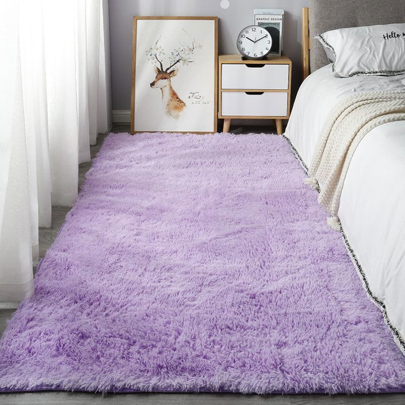 Rugs Living Room Large,Washable Grey Area Rugs for Bedroom, Anti Slip Modern Super Soft Thick Pile Small Fluffy Shaggy Rug Non Shedding,Purple,60 * 110cm