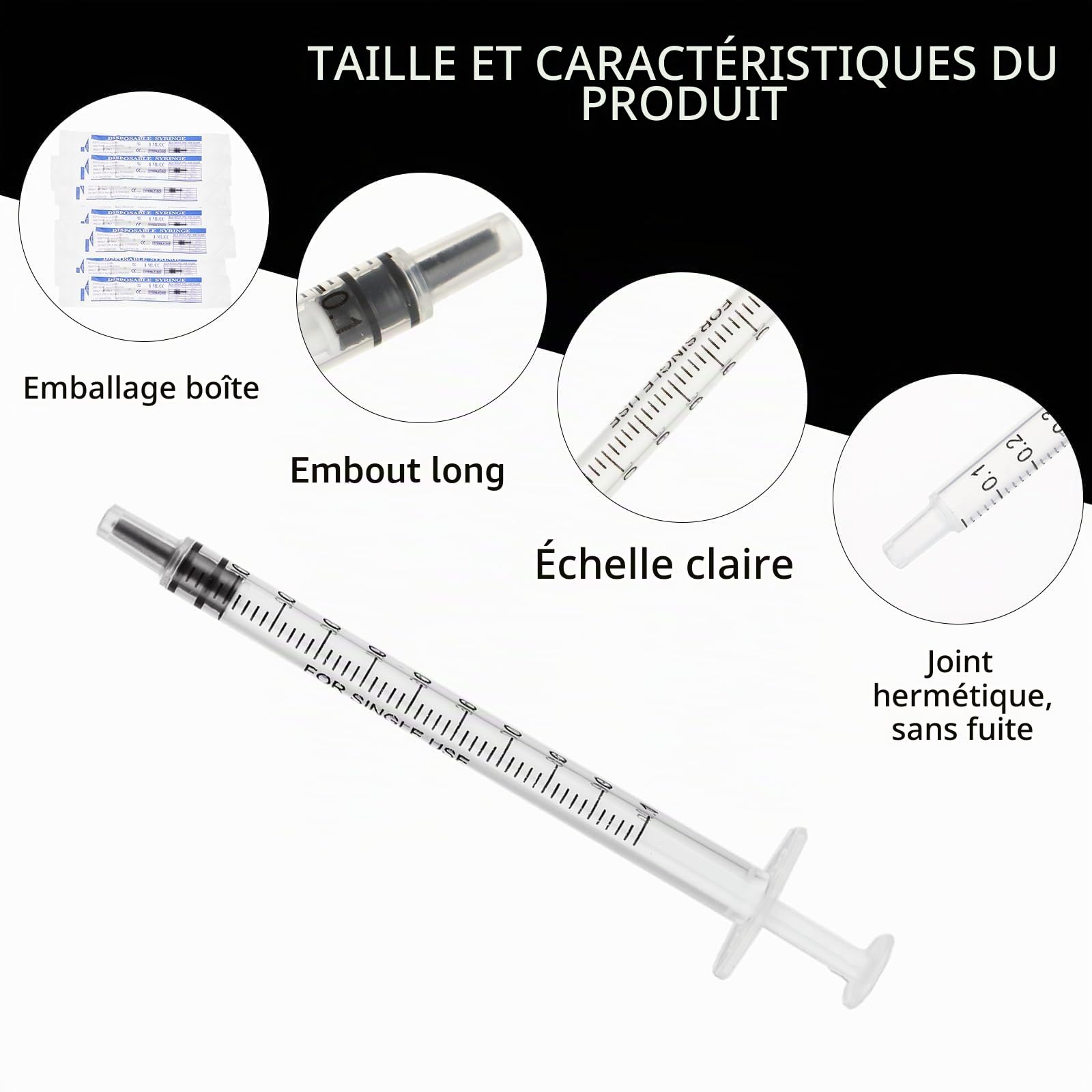 ASelected Lot de 200 seringues à insuline - 1 ml - En plastique - À usage unique - Sans aiguilles - Pour aliments, animaux de compagnie, laboratoires scientifiques - Emballées individuellement