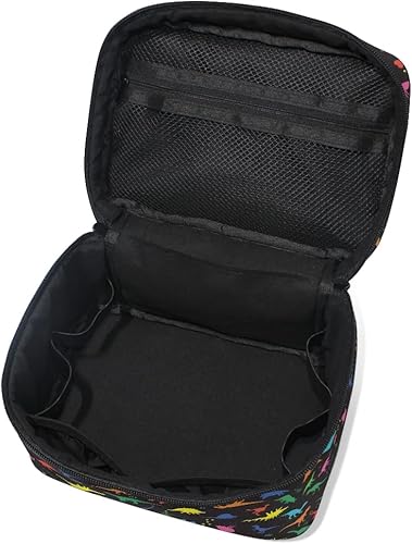 Miniatura 5 de Bolsa de maquillaje, bolsa organizadora de maquillaje de viaje con estampado de leopardo rosa, neceser para niñas, mujeres y mujeres, Dinosaurio 107