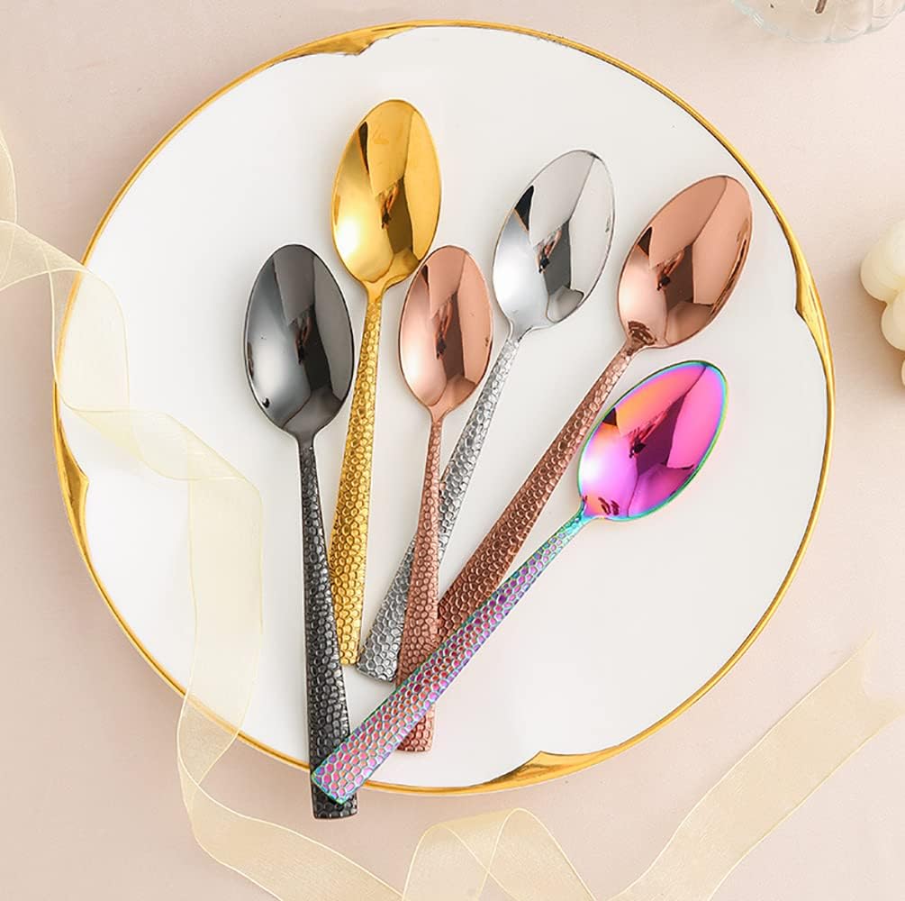 Rose Gold Hammered Silverware Set for 14 Stainless Steel Flatware Set Modern 56 Piece Include Knives Forks and Spoons Cutlery Utensils Set for Home Kitchen Restaurant Exquisite Grain Hand Comfort