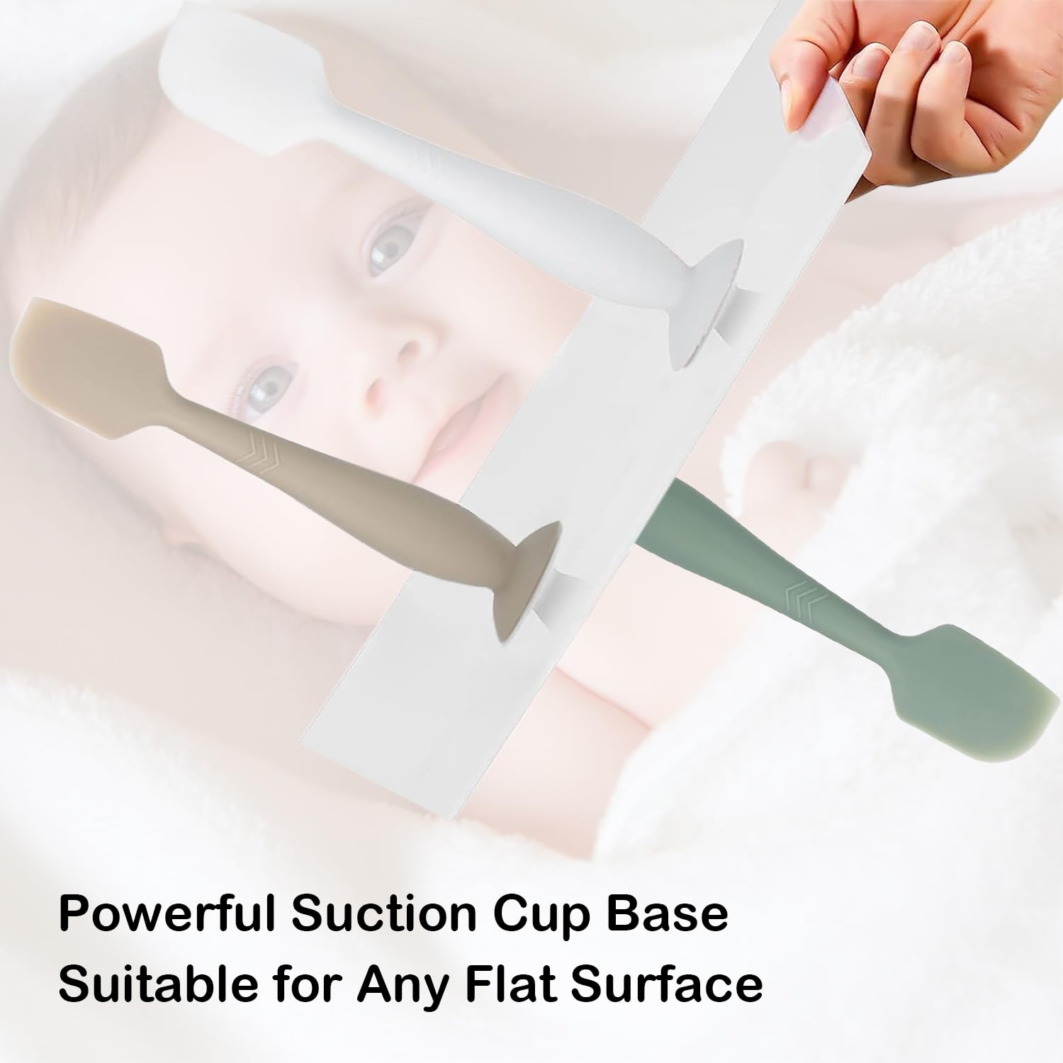 Juego De Aplicadores De Crema Para Pañales, Cepillo De Silicona Suave Para Glúteos Con Base De Succión, Espátula Para Glúteos, Tamaño Mini, 4 Piezas, Esenciales Para Bebés Recién Nacidos (salvia